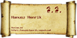 Hanusz Henrik névjegykártya